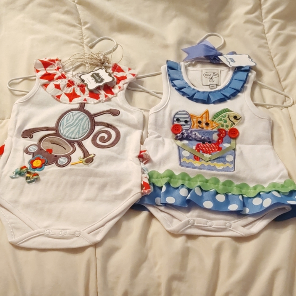 Mud Pie 0-6 Months Onesies, NWT